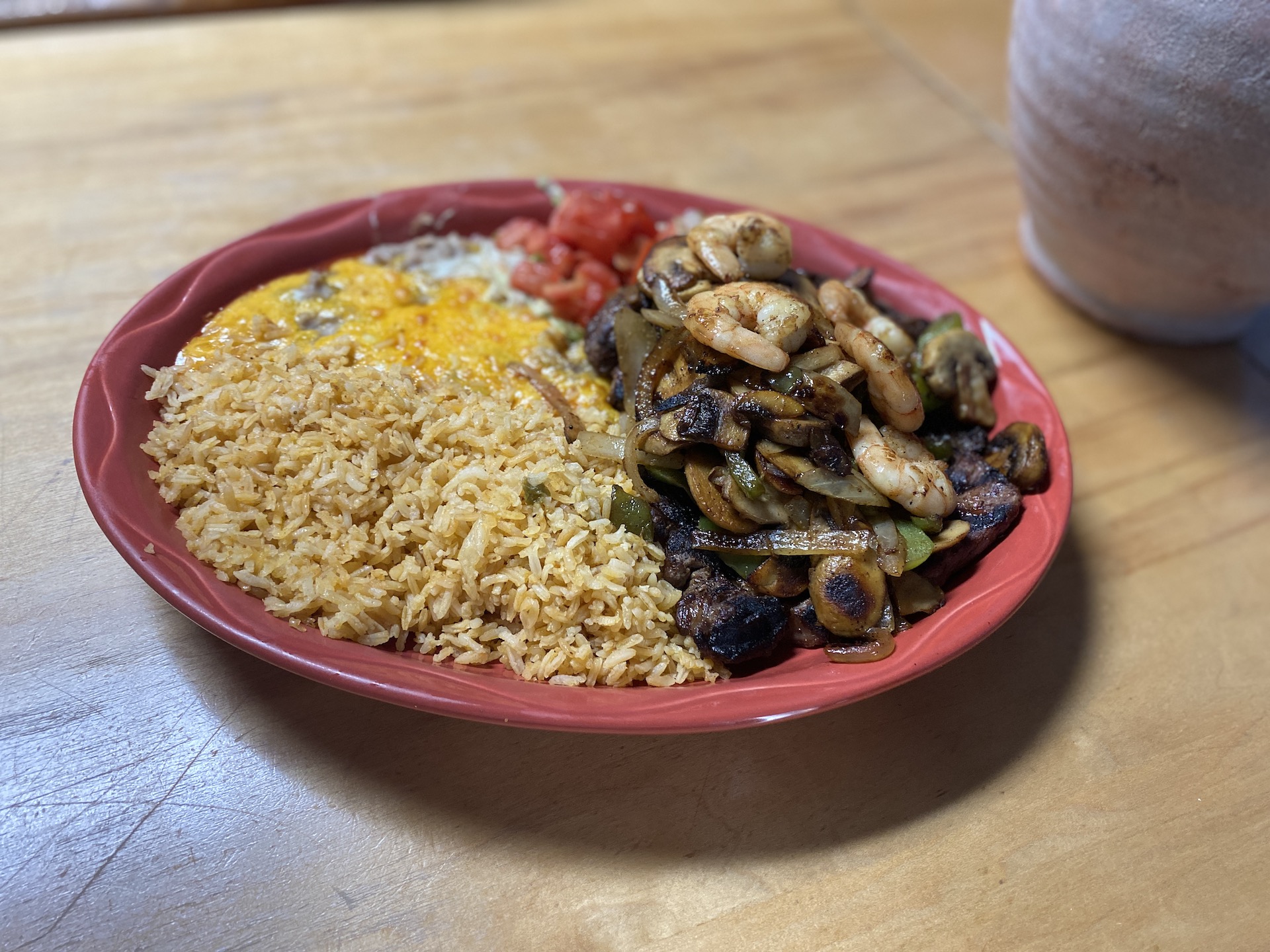 Mexican Ribeye Steak with Shrimp